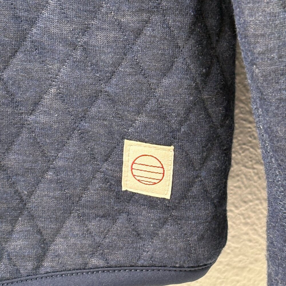 Marine Layer Corbet Pullover Mens XL Blue Reversible Quilted 1/4 Snap Sweater - Picture 3 of 13
